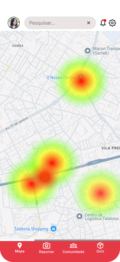 Tela do aplicativo - Mapa